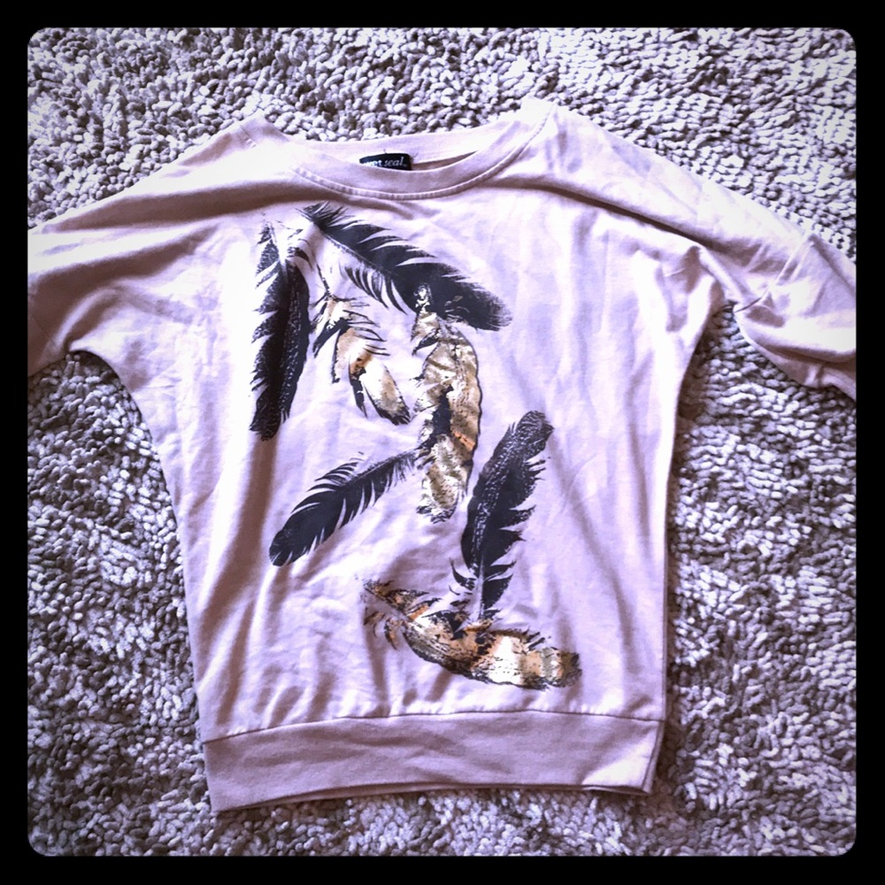 Quarter sleeve feathered sweater